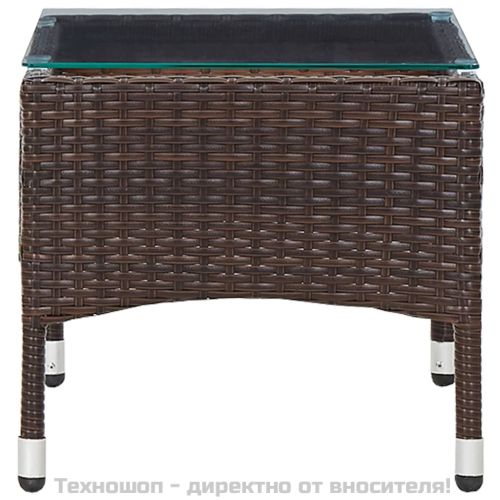 Кафе маса, кафява, 60x40x36 см, полиратан