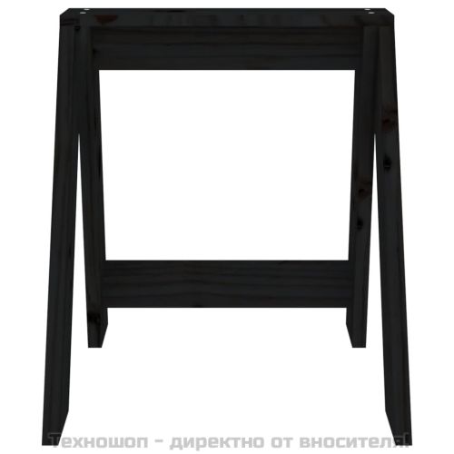 Табуретки, 2 бр, черни, 40x40x45 см, борово дърво масив