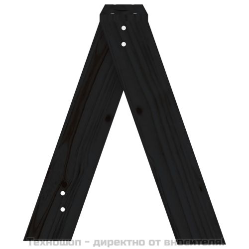 Табуретки, 2 бр, черни, 40x40x45 см, борово дърво масив