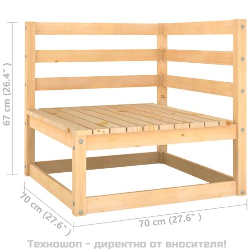 Градински лаундж комплект, 2 части, с възглавници, бор масив