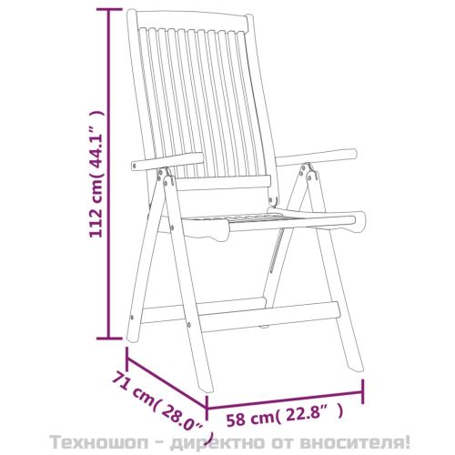 Сгъваеми градински столове 6 бр масивно дърво евкалипт