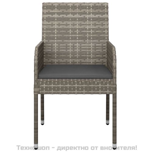 Градински столове с възглавници, 2 бр, полиратан, сиви