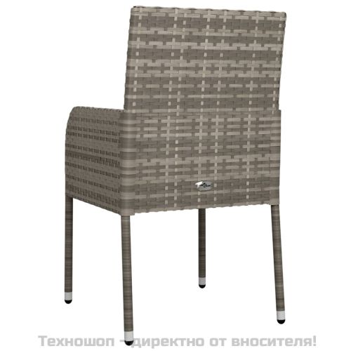 Градински столове с възглавници, 2 бр, полиратан, сиви