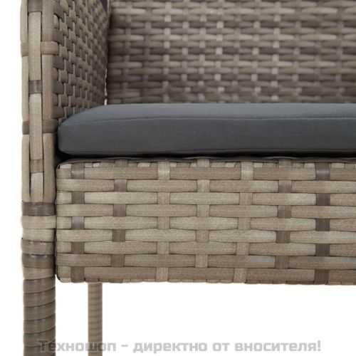 Градински столове с възглавници, 2 бр, полиратан, сиви