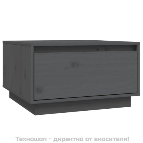 Кафе маса, сива, 55x56x32 см, борово дърво масив