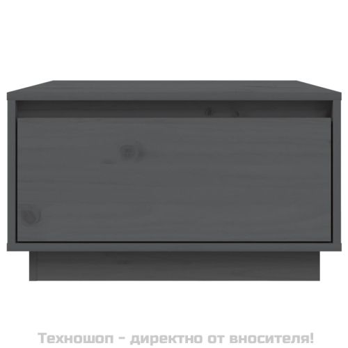 Кафе маса, сива, 55x56x32 см, борово дърво масив