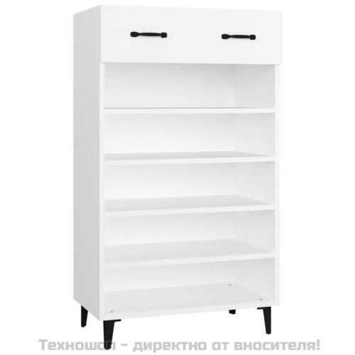 Шкаф за обувки, бял, 60x35x105 см, инженерно дърво