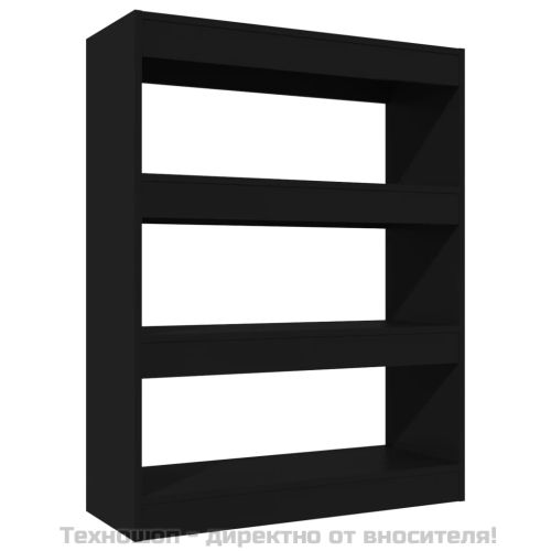 Шкаф/разделител за стая, черен, 80x30x103 см, инженерно дърво