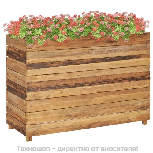 Повдигната леха 100x40x72 см рециклирано тиково дърво и стомана