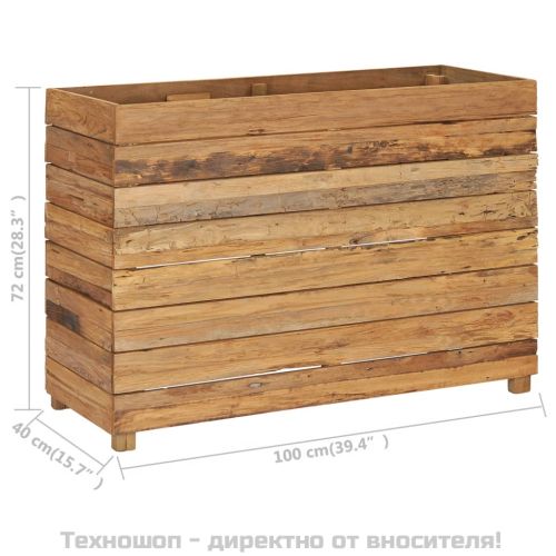 Повдигната леха 100x40x72 см рециклирано тиково дърво и стомана