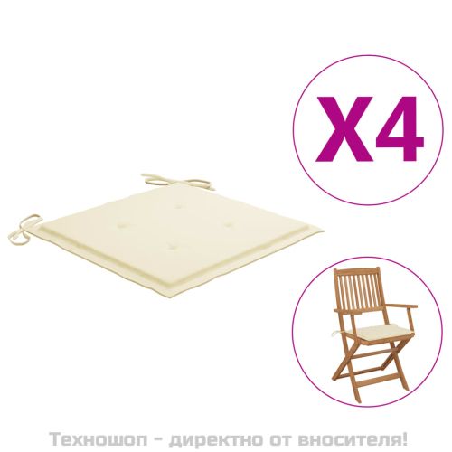 Възглавници за столове 4 бр кремави 40x40x4 см Оксфорд плат
