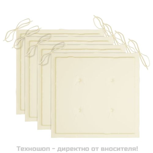 Възглавници за столове 4 бр кремави 40x40x4 см Оксфорд плат
