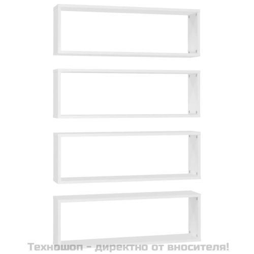 Стенни кубични рафтове 4 бр, бели, 80x15x26,5см инженерно дърво