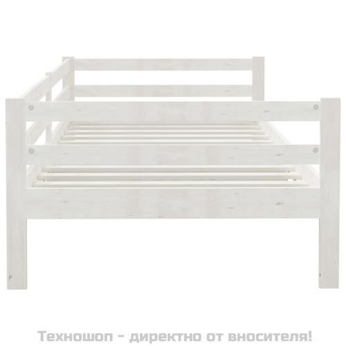 Дневно легло без матрак, бял, борово дърво масив, 90x200 см