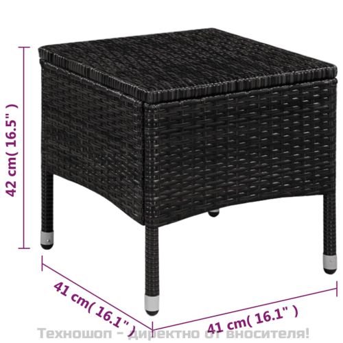 Бистро комплект, 3 части, черен полиратан