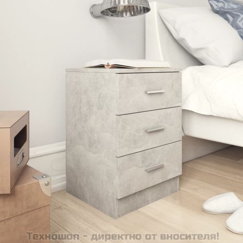 Нощни шкафчета, 2 бр, бетонно сив, 38x35x56 см, инженерно дърво