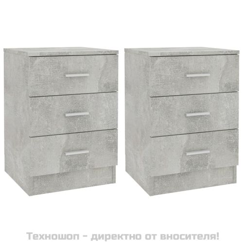 Нощни шкафчета, 2 бр, бетонно сив, 38x35x56 см, инженерно дърво
