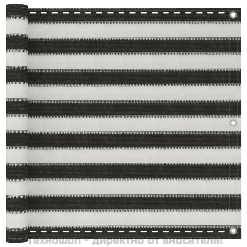 Балконски екран, HDPE, 90x400 см, антрацитно сиво и бяло