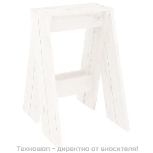 Табуретки, 2 бр, бели, 40x40x60 см, борово дърво масив