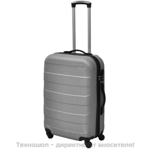 Комплект твърди куфари от три части сребрист 45,5/55/66 см