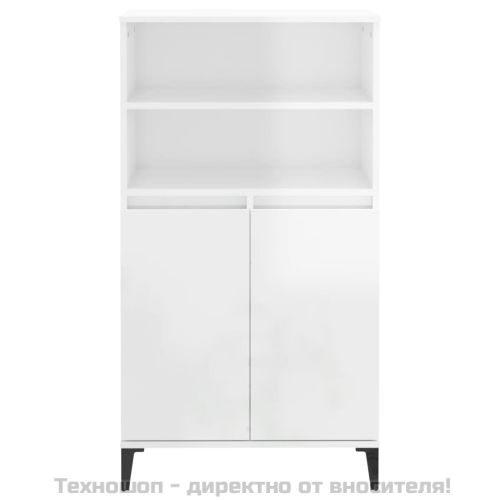 Висок шкаф, бял гланц, 60x36x110 см, инженерно дърво