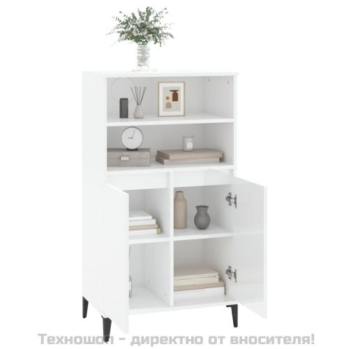 Висок шкаф, бял гланц, 60x36x110 см, инженерно дърво