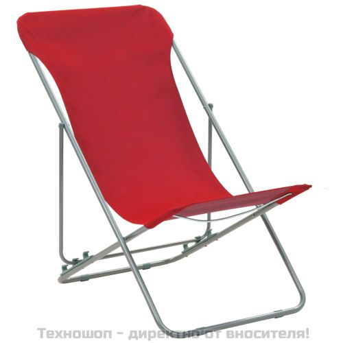Сгъваеми плажни столове, 2 бр, стомана и оксфорд тъкан, червени