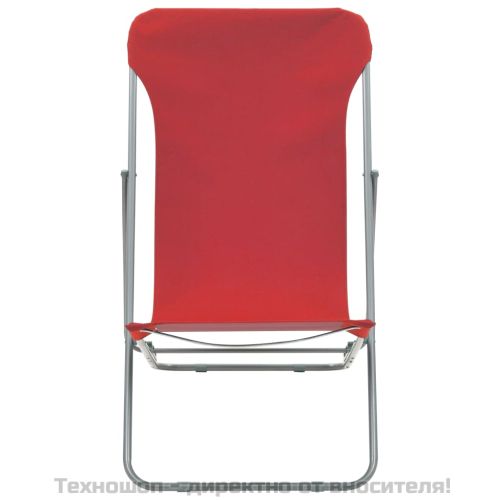 Сгъваеми плажни столове, 2 бр, стомана и оксфорд тъкан, червени