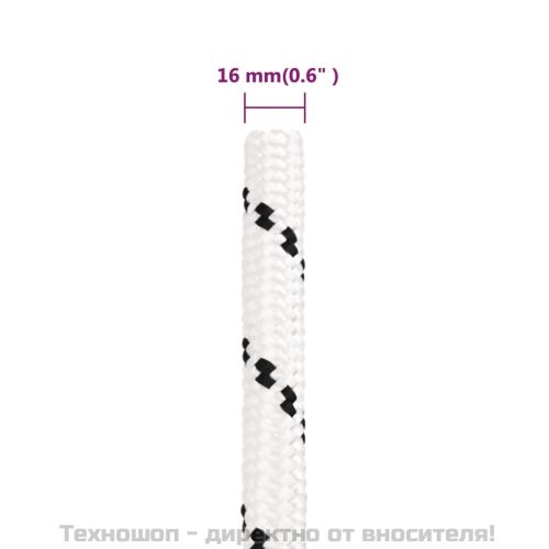 Плетено въже за лодка бяло 16 мм x 25 м полиестер