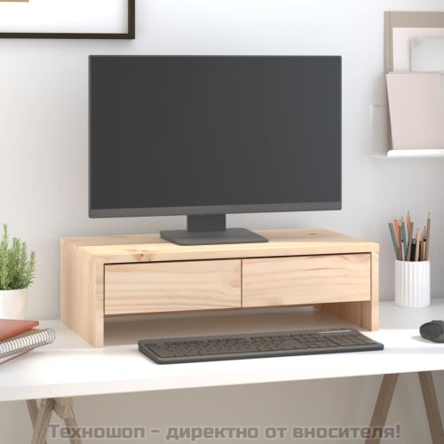 Поставка за монитор, 50x27x15 см, бор масив