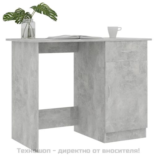 Бюро, бетонно сиво, 100x50x76 см, инженерно дърво