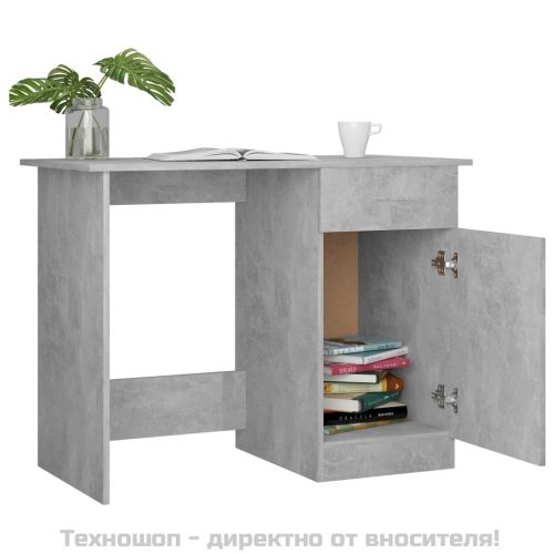 Бюро, бетонно сиво, 100x50x76 см, инженерно дърво