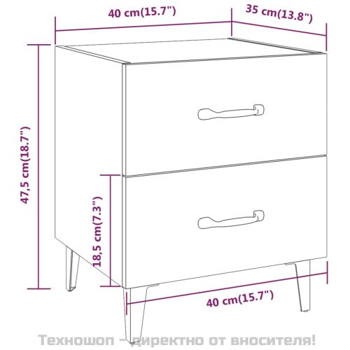 Нощни шкафчета, 2 бр, бели, 40x35x47,5 см