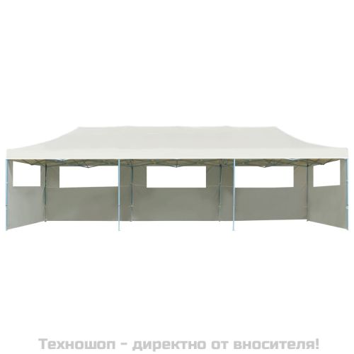 Сгъваема шатра с 5 странични стени, 3x9 м, кремава