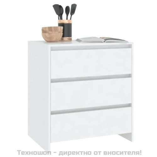 Сайдборд, бял, 70x41x75 см, инженерно дърво