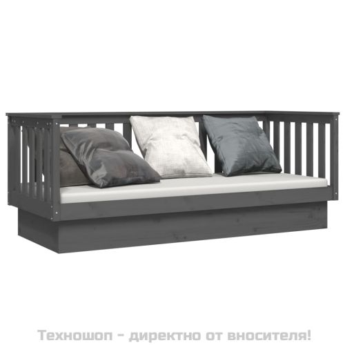 Дневно легло, сиво, 75x190 см, борово дърво масив