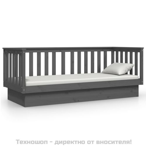 Дневно легло, сиво, 75x190 см, борово дърво масив