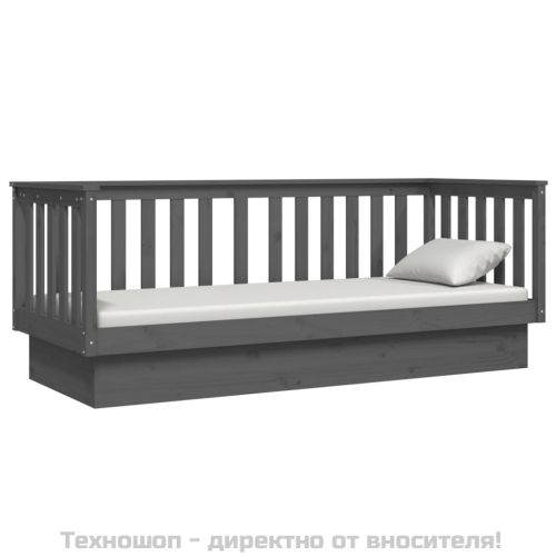 Дневно легло, сиво, 75x190 см, борово дърво масив
