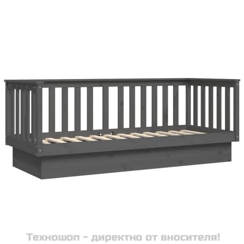 Дневно легло, сиво, 75x190 см, борово дърво масив