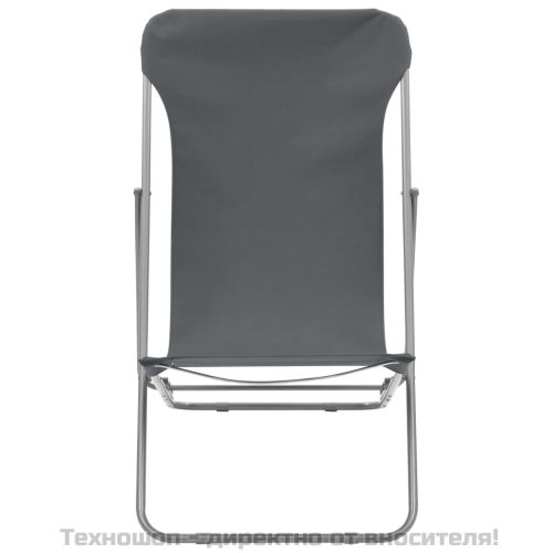 Сгъваеми плажни столове, 2 бр, стомана и оксфорд тъкан, сиви