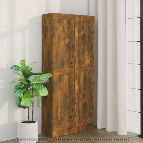 Шкаф за книги, опушен дъб, 82,5x30,5x185,5 см, инженерно дърво