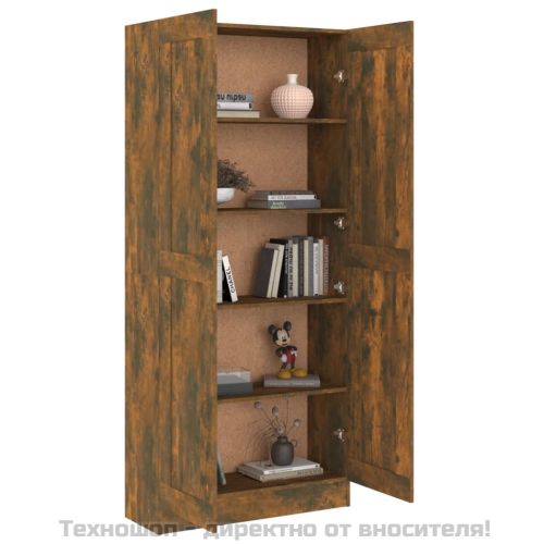 Шкаф за книги, опушен дъб, 82,5x30,5x185,5 см, инженерно дърво