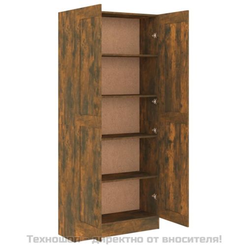 Шкаф за книги, опушен дъб, 82,5x30,5x185,5 см, инженерно дърво