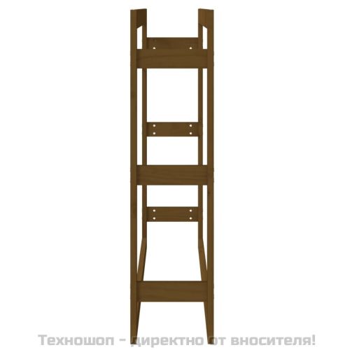 Поставка за дърва за огрев меденокафява 100x25x100 см бор масив