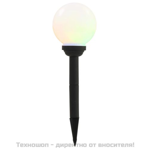 Градински соларни лампи, 4 бр, LED, сферични, 15 см, RGB