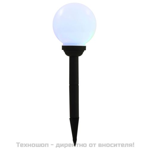 Градински соларни лампи, 4 бр, LED, сферични, 15 см, RGB
