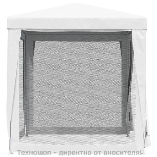 Шатра за партита с 4 мрежести стени, 2x2 м, бяла