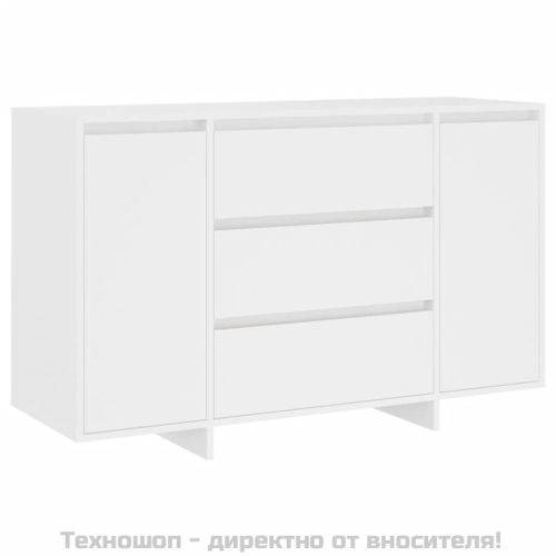 Бюфет с 3 чекмеджета, бял, 120x41x75 см, инженерно дърво