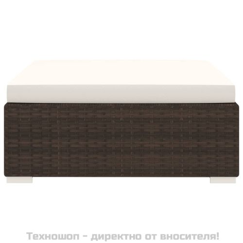 Модулна табуретка с възглавница, 1 бр, полиратан, кафява