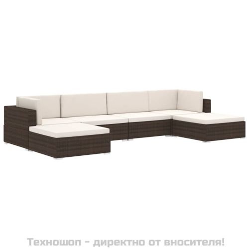 Модулна табуретка с възглавница, 1 бр, полиратан, кафява